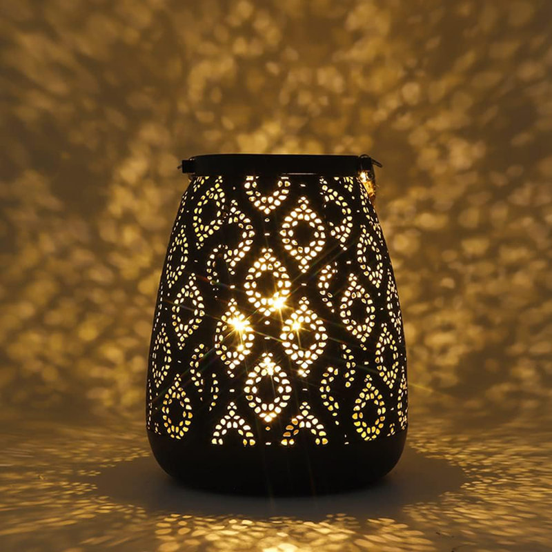 Dakota Fields 8''H Moroccan Style Metal Lamp with Handle & Reviews